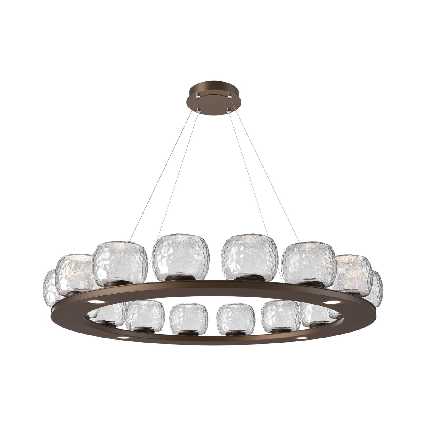 Vessel Ring LED Chandelier in Flat Bronze/Clear Blown Glass (47.4-Inch).