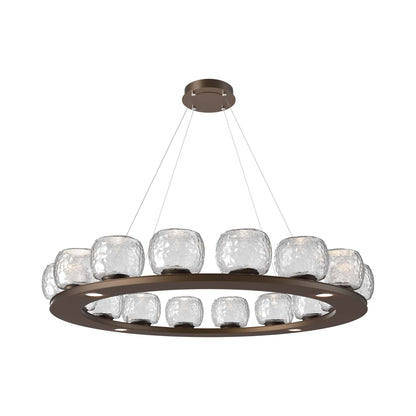 Vessel Ring LED Chandelier in Flat Bronze/Clear Blown Glass (47.4-Inch).