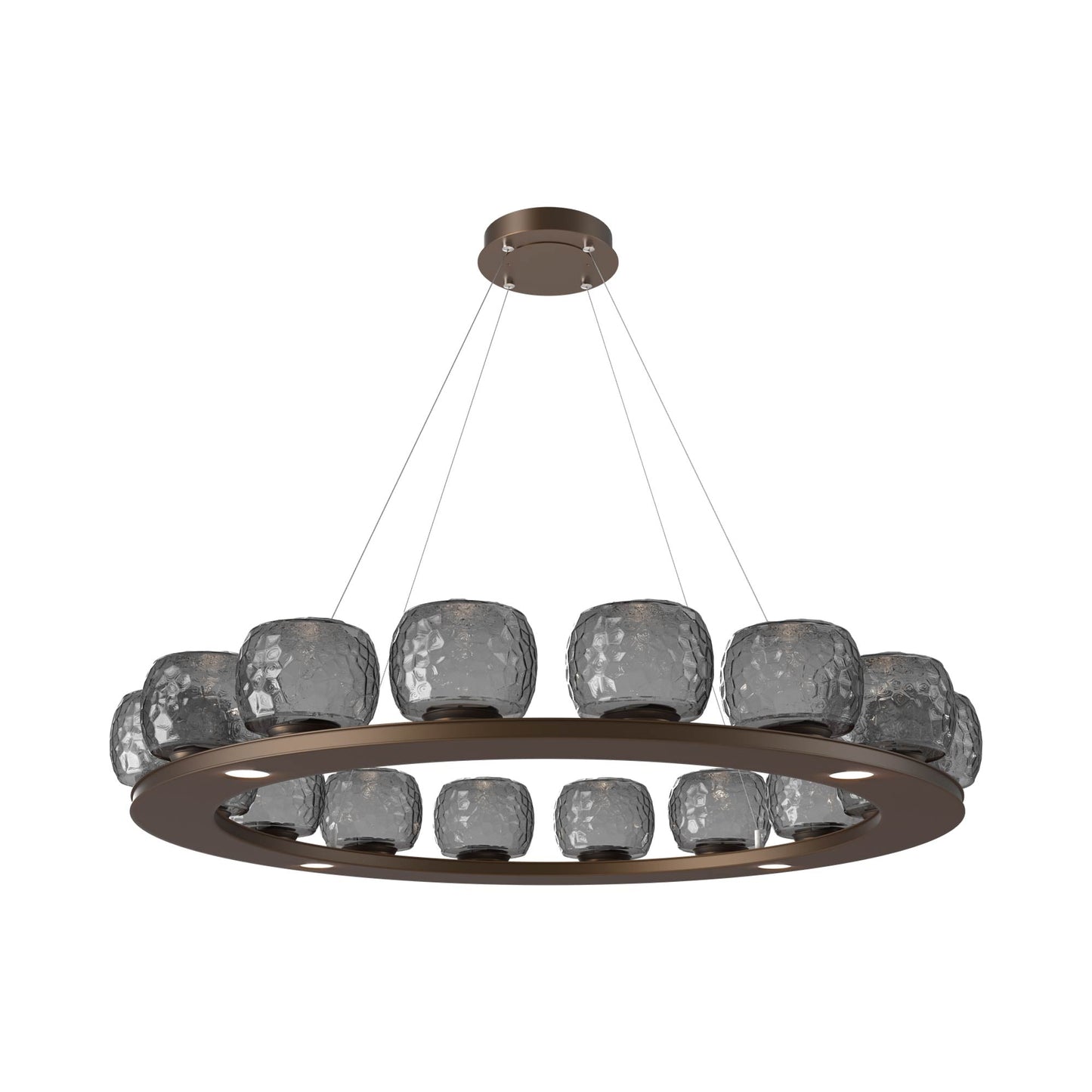 Vessel Ring LED Chandelier in Flat Bronze/Smoke Blown Glass (47.4-Inch).