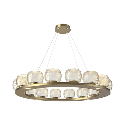 Vessel Ring LED Chandelier in Gilded Brass/Amber Blown Glass (47.4-Inch).