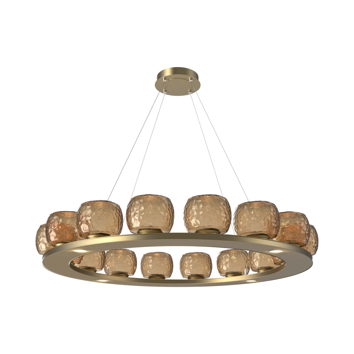 Vessel Ring LED Chandelier in Gilded Brass/Bronze Blown Glass (47.4-Inch).