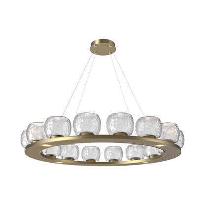 Vessel Ring LED Chandelier in Gilded Brass/Clear Blown Glass (47.4-Inch).