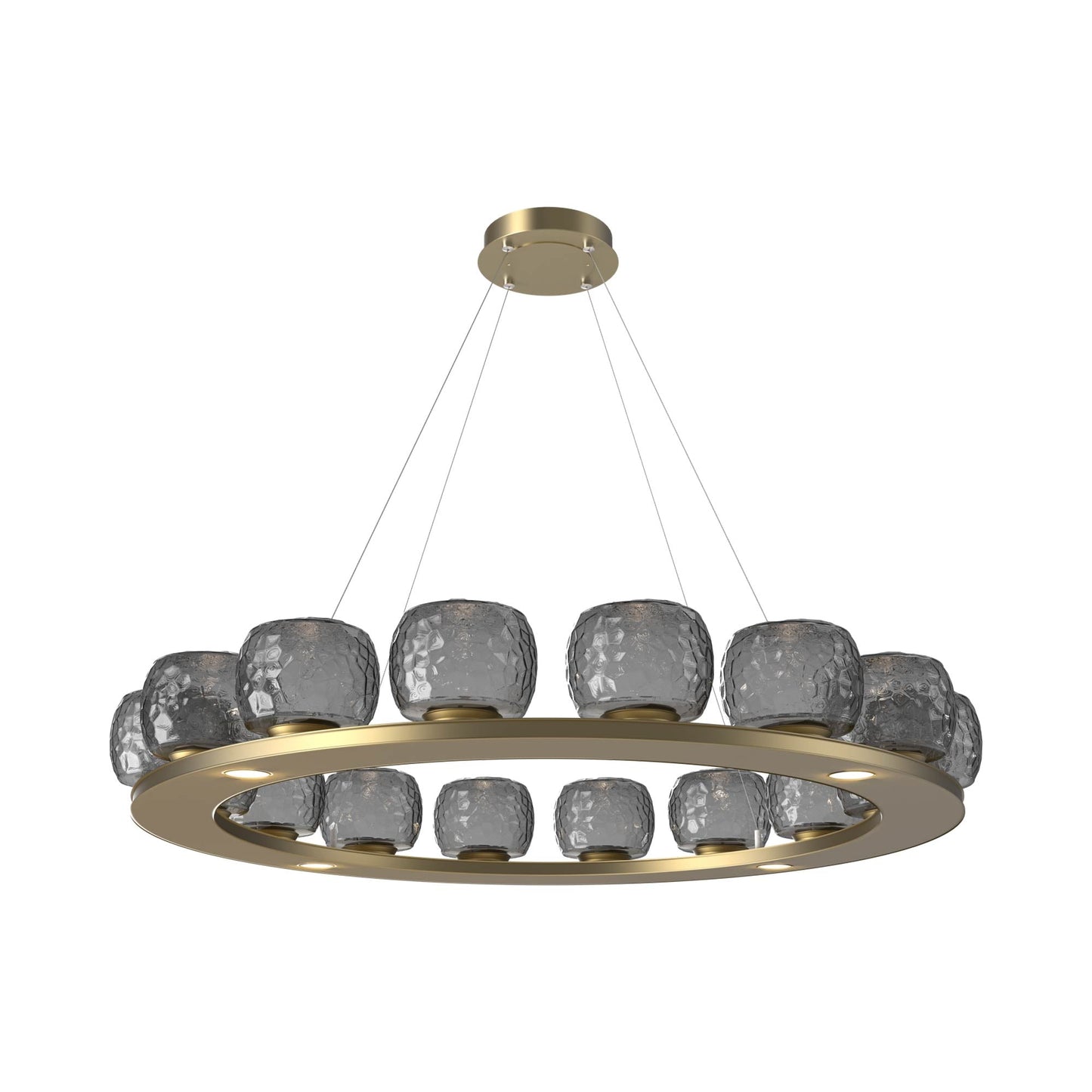 Vessel Ring LED Chandelier in Gilded Brass/Smoke Blown Glass (47.4-Inch).