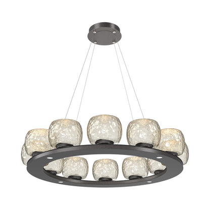 Vessel Ring LED Chandelier in Graphite/Amber Blown Glass (37.2-Inch).