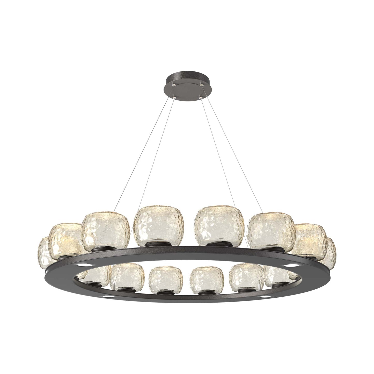 Vessel Ring LED Chandelier in Graphite/Amber Blown Glass (47.4-Inch).