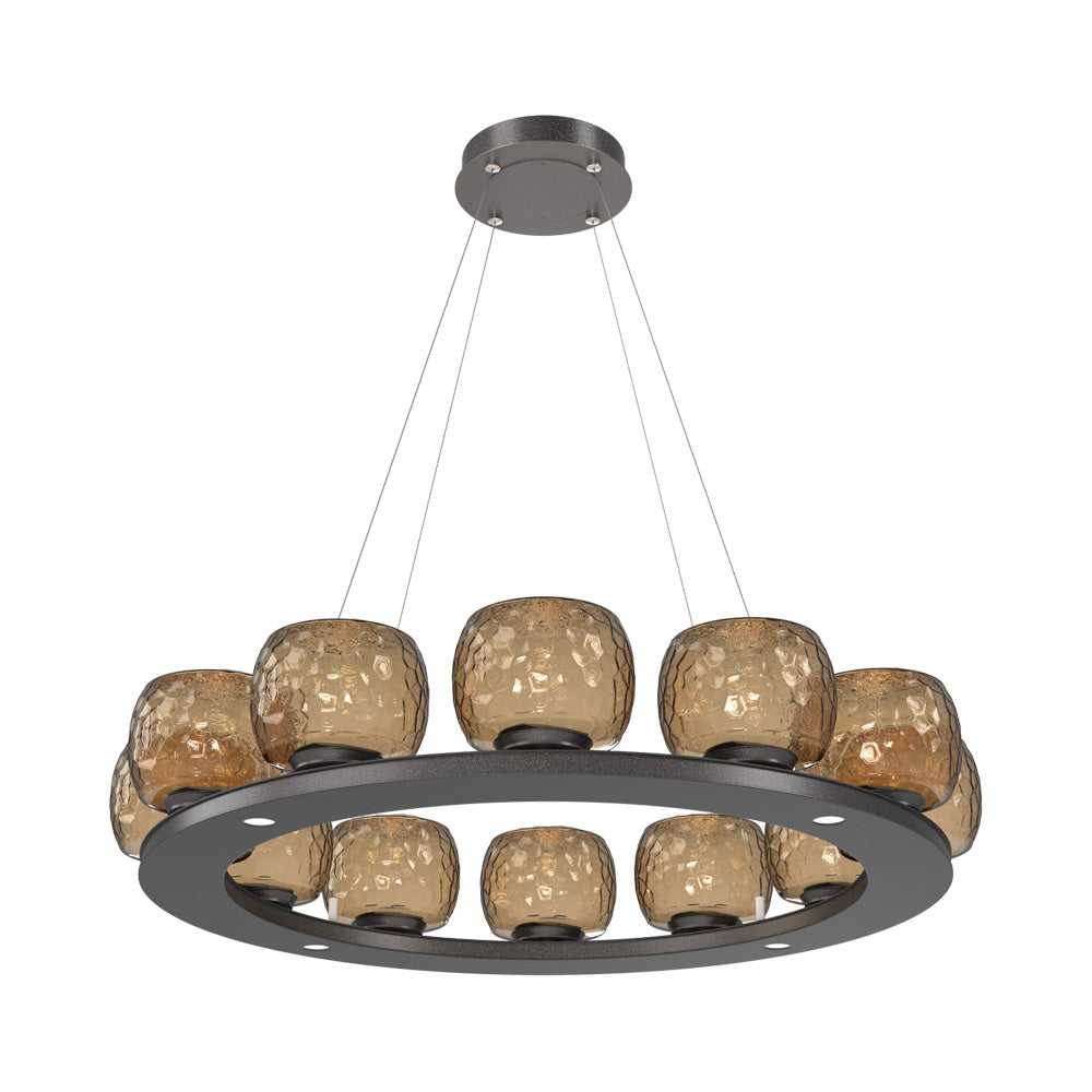 Vessel Ring LED Chandelier in Graphite/Bronze Blown Glass (37.2-Inch).