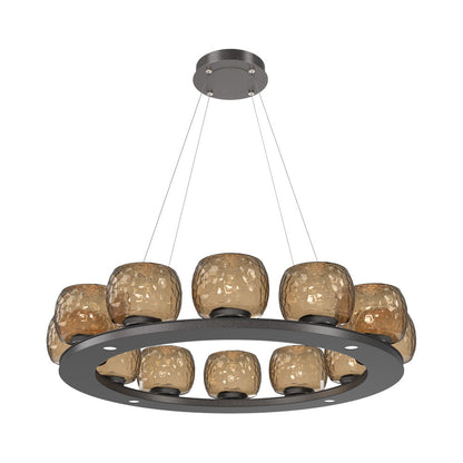 Vessel Ring LED Chandelier in Graphite/Bronze Blown Glass (37.2-Inch).