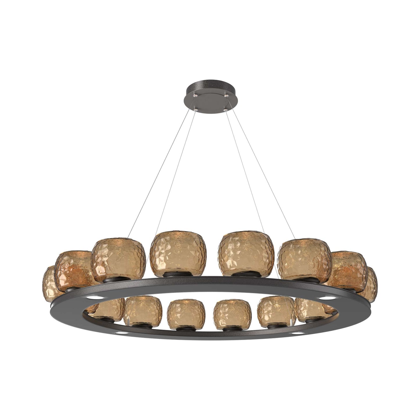 Vessel Ring LED Chandelier in Graphite/Bronze Blown Glass (47.4-Inch).