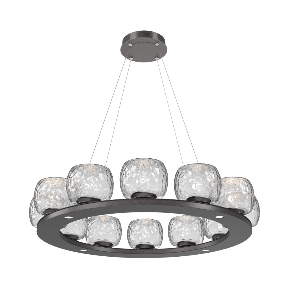 Vessel Ring LED Chandelier in Graphite/Clear Blown Glass (37.2-Inch).