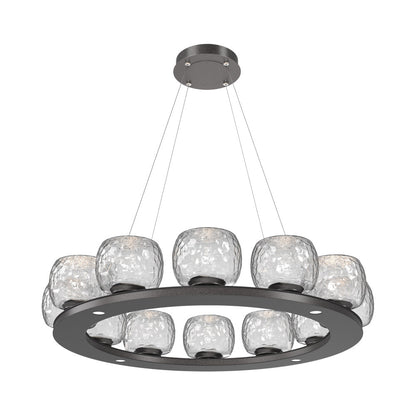 Vessel Ring LED Chandelier in Graphite/Clear Blown Glass (37.2-Inch).