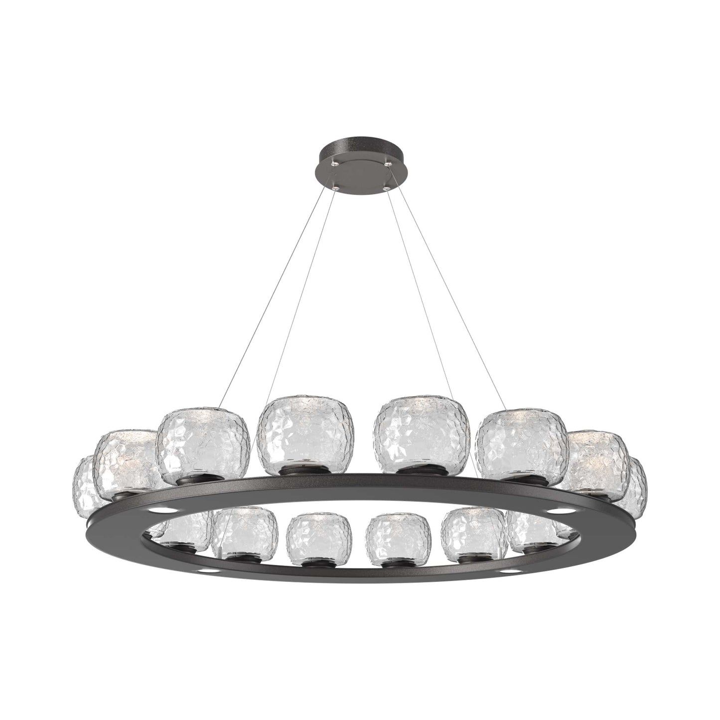 Vessel Ring LED Chandelier in Graphite/Clear Blown Glass (47.4-Inch).