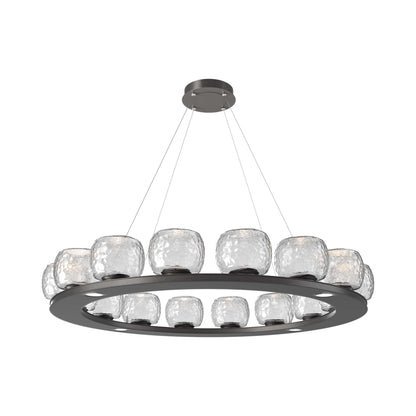 Vessel Ring LED Chandelier in Graphite/Clear Blown Glass (47.4-Inch).