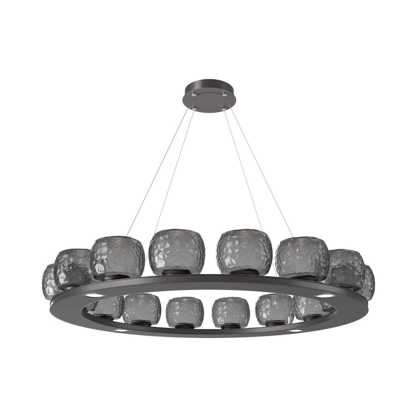 Vessel Ring LED Chandelier in Graphite/Smoke Blown Glass (47.4-Inch).