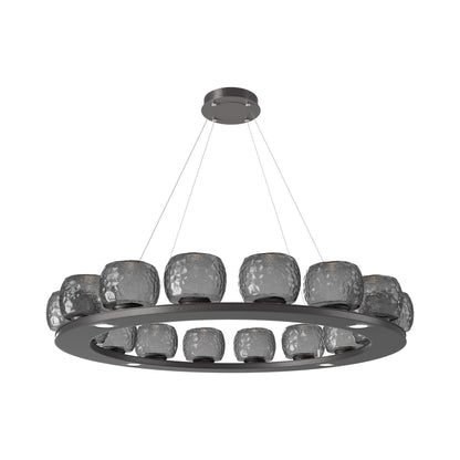Vessel Ring LED Chandelier in Graphite/Smoke Blown Glass (47.4-Inch).