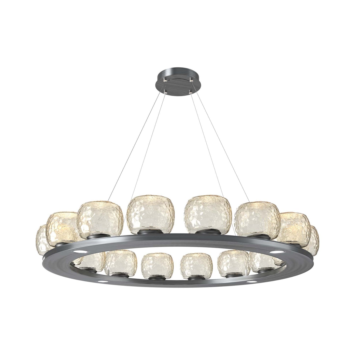 Vessel Ring LED Chandelier in Gunmetal/Amber Blown Glass (47.4-Inch).