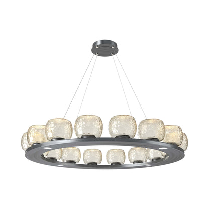 Vessel Ring LED Chandelier in Gunmetal/Amber Blown Glass (47.4-Inch).