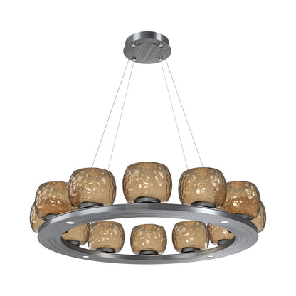 Vessel Ring LED Chandelier in Gunmetal/Bronze Blown Glass (37.2-Inch).