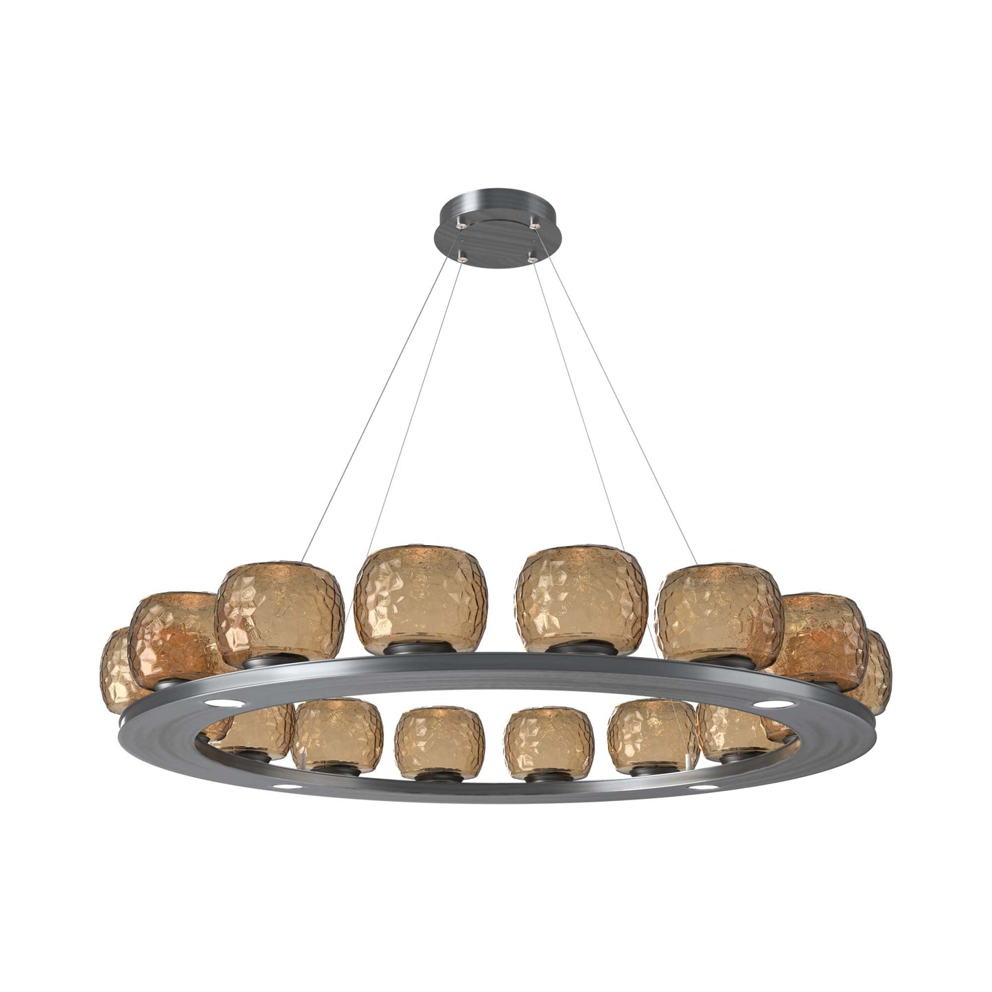 Vessel Ring LED Chandelier in Gunmetal/Bronze Blown Glass (47.4-Inch).