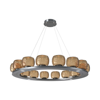 Vessel Ring LED Chandelier in Gunmetal/Bronze Blown Glass (47.4-Inch).