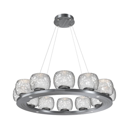 Vessel Ring LED Chandelier in Gunmetal/Clear Blown Glass (37.2-Inch).