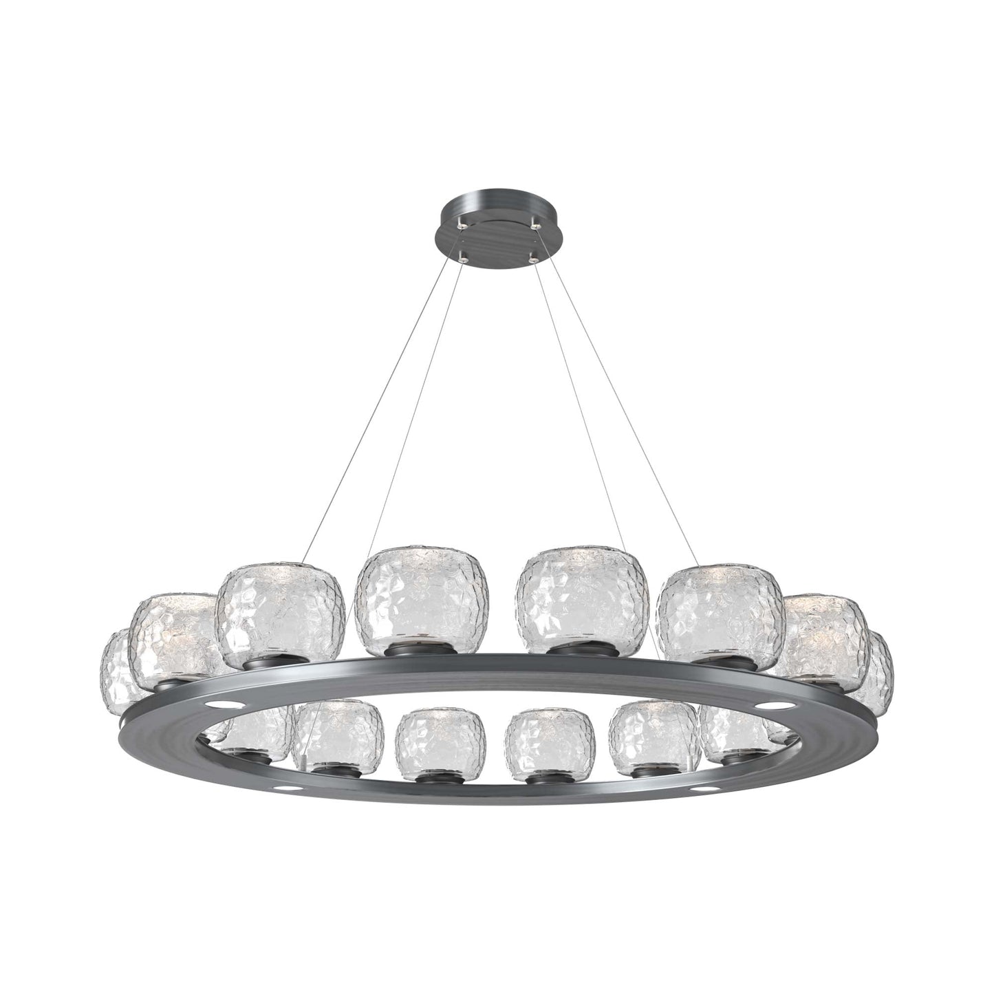 Vessel Ring LED Chandelier in Gunmetal/Clear Blown Glass (47.4-Inch).