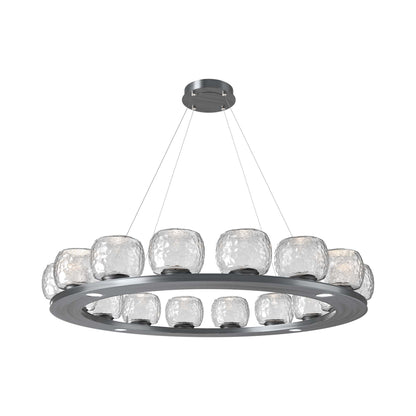 Vessel Ring LED Chandelier in Gunmetal/Clear Blown Glass (47.4-Inch).