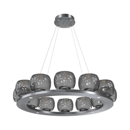 Vessel Ring LED Chandelier in Gunmetal/Smoke Blown Glass (37.2-Inch).