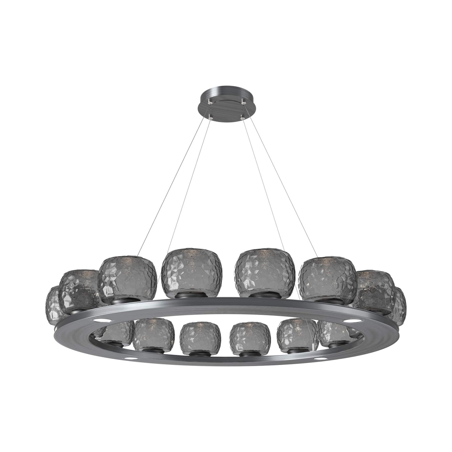 Vessel Ring LED Chandelier in Gunmetal/Smoke Blown Glass (47.4-Inch).