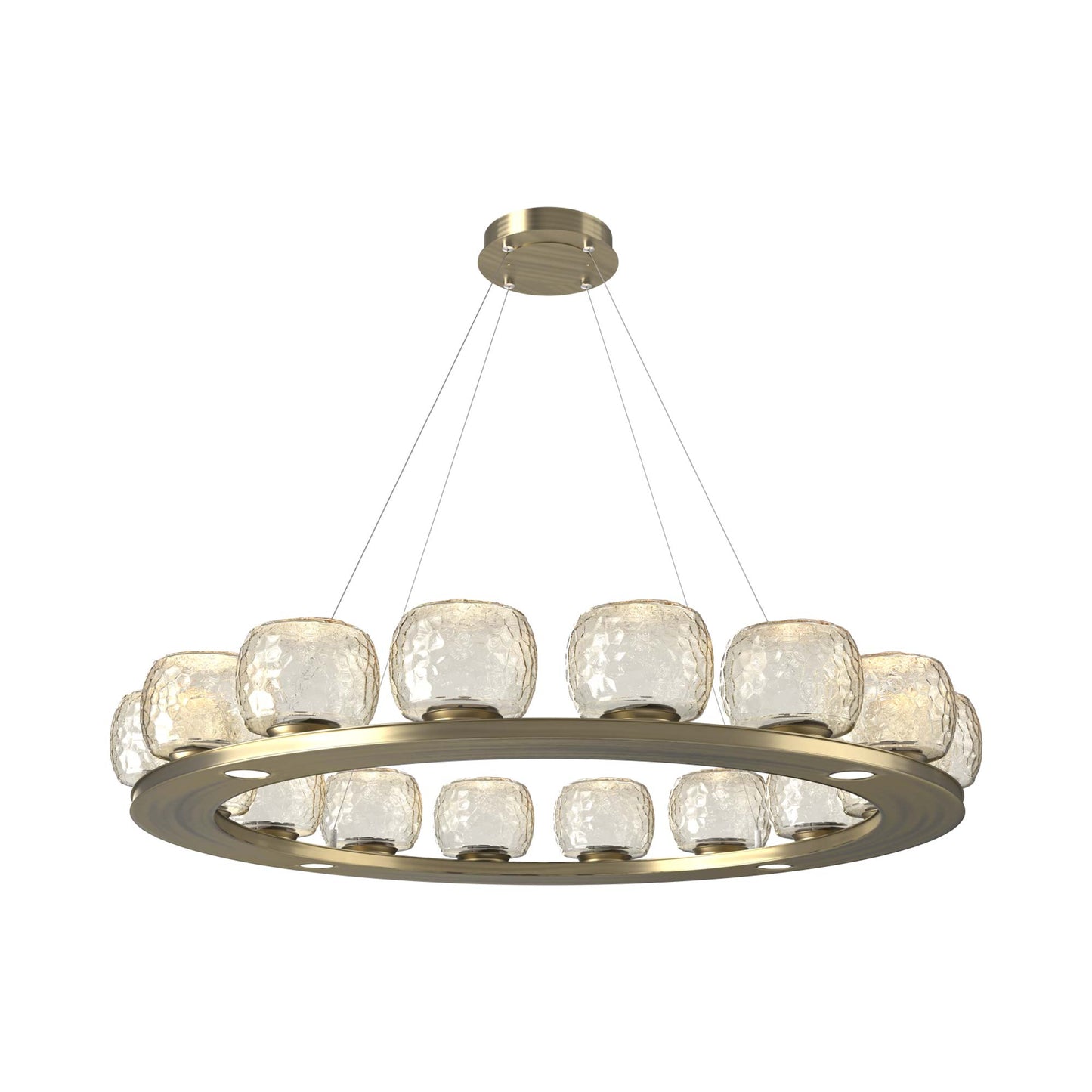 Vessel Ring LED Chandelier in Heritage Brass/Amber Blown Glass (47.4-Inch).