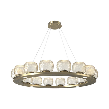 Vessel Ring LED Chandelier in Heritage Brass/Amber Blown Glass (47.4-Inch).