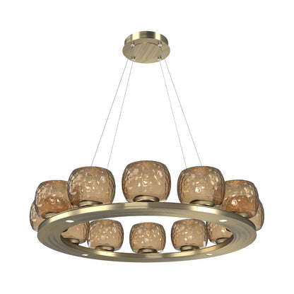 Vessel Ring LED Chandelier in Heritage Brass/Bronze Blown Glass (37.2-Inch).