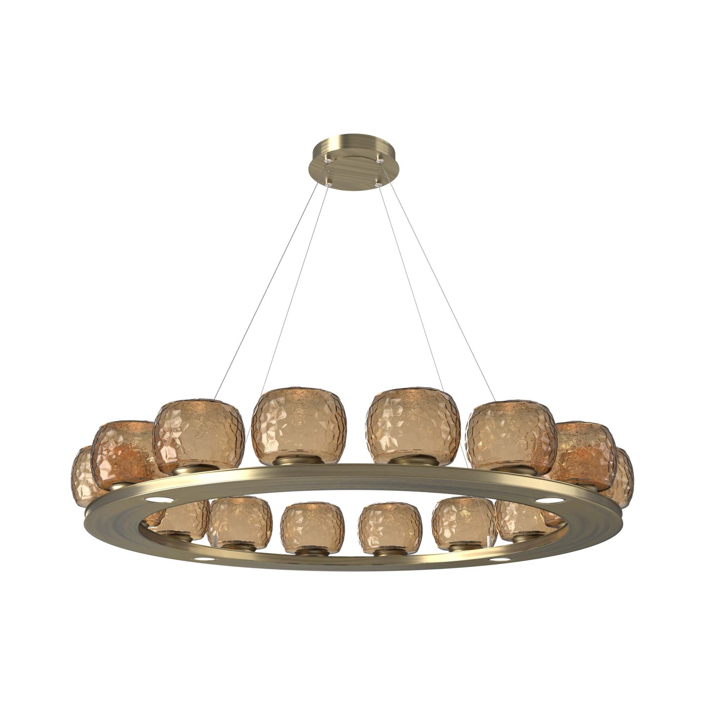 Vessel Ring LED Chandelier in Heritage Brass/Bronze Blown Glass (47.4-Inch).