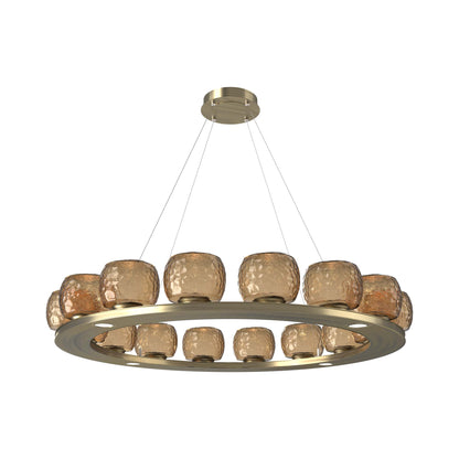 Vessel Ring LED Chandelier in Heritage Brass/Bronze Blown Glass (47.4-Inch).