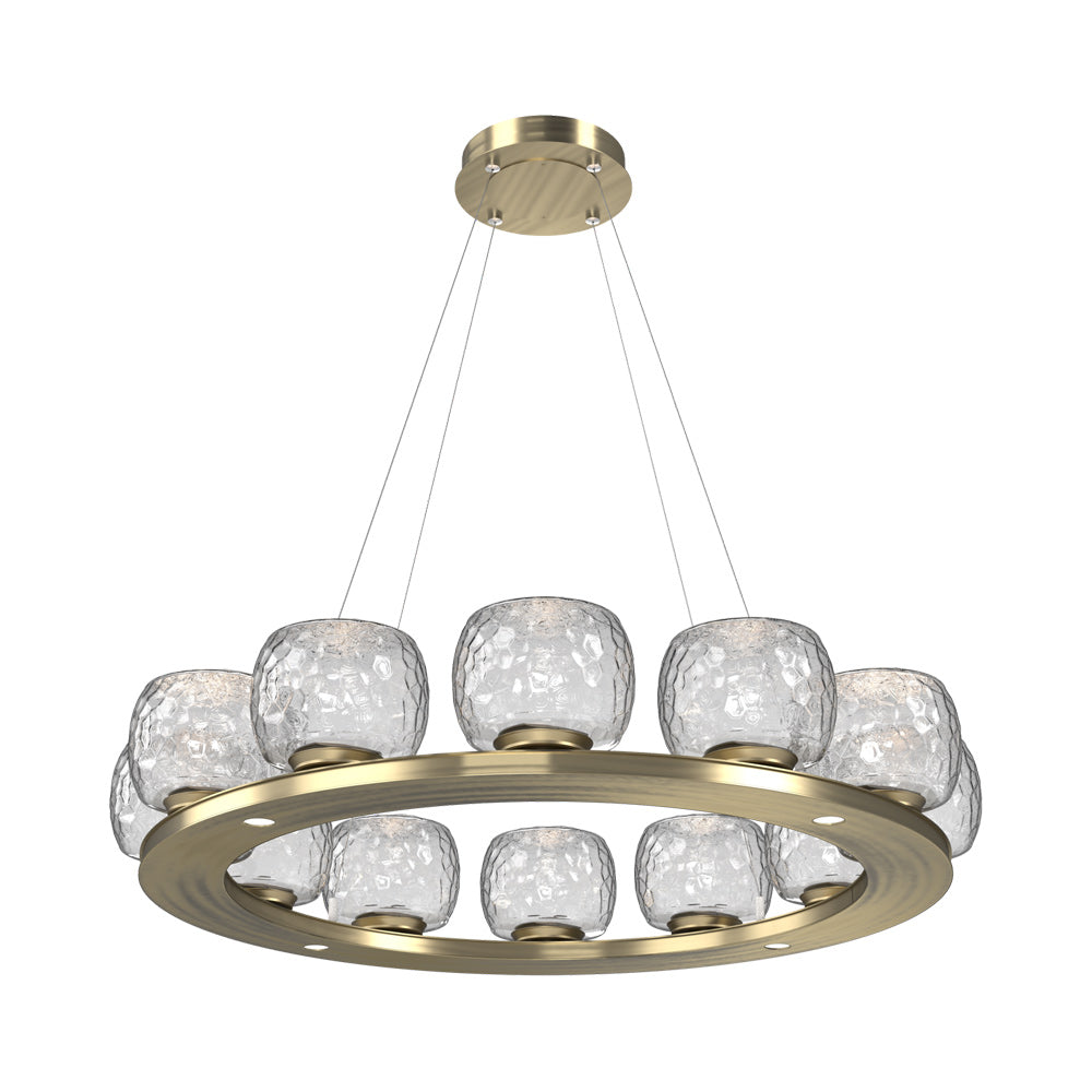 Vessel Ring LED Chandelier in Heritage Brass/Clear Blown Glass (37.2-Inch).