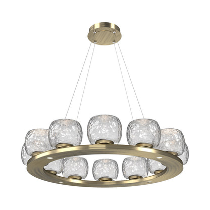 Vessel Ring LED Chandelier in Heritage Brass/Clear Blown Glass (37.2-Inch).
