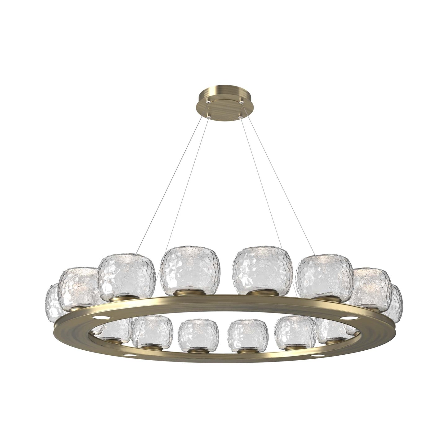 Vessel Ring LED Chandelier in Heritage Brass/Clear Blown Glass (47.4-Inch).