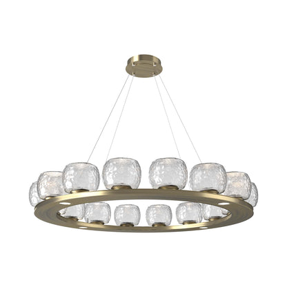 Vessel Ring LED Chandelier in Heritage Brass/Clear Blown Glass (47.4-Inch).