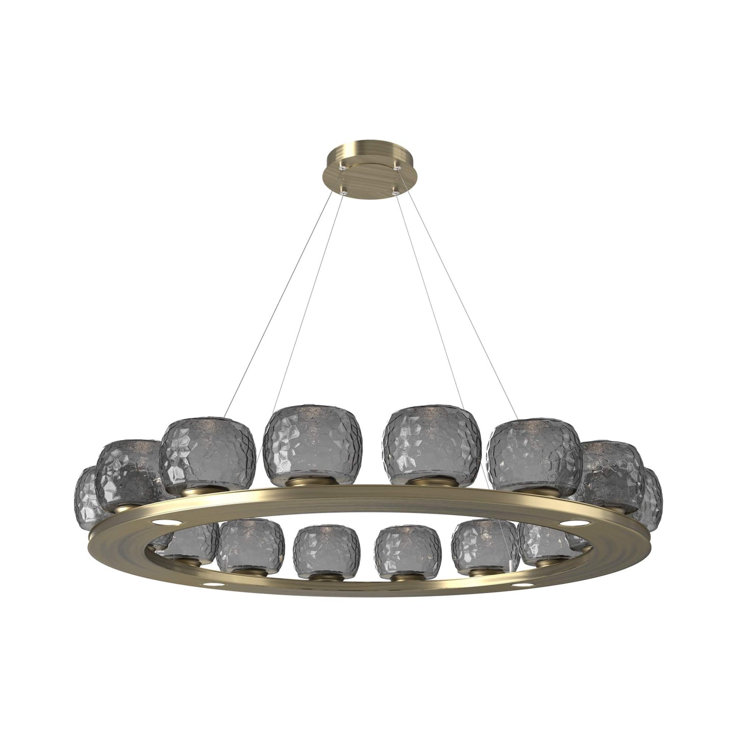 Vessel Ring LED Chandelier in Heritage Brass/Smoke Blown Glass (47.4-Inch).