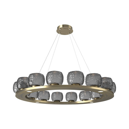 Vessel Ring LED Chandelier in Heritage Brass/Smoke Blown Glass (47.4-Inch).