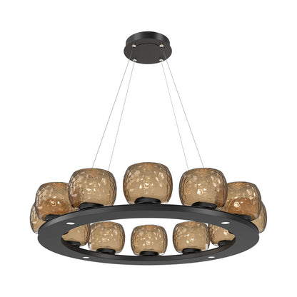 Vessel Ring LED Chandelier in Matte Black/Bronze Blown Glass (37.2-Inch).