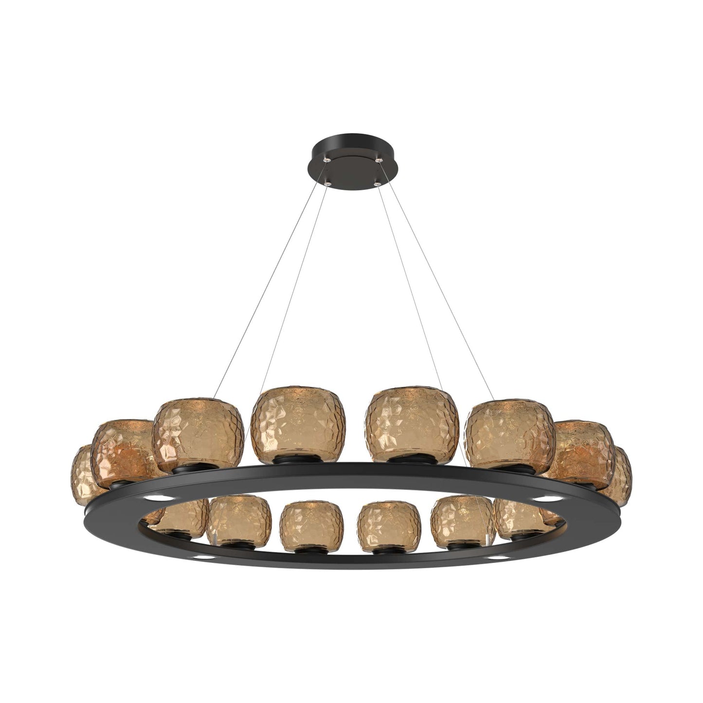Vessel Ring LED Chandelier in Matte Black/Bronze Blown Glass (47.4-Inch).