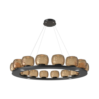 Vessel Ring LED Chandelier in Matte Black/Bronze Blown Glass (47.4-Inch).