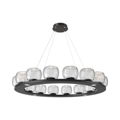 Vessel Ring LED Chandelier in Matte Black/Clear Blown Glass (47.4-Inch).