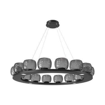 Vessel Ring LED Chandelier in Matte Black/Smoke Blown Glass (47.4-Inch).