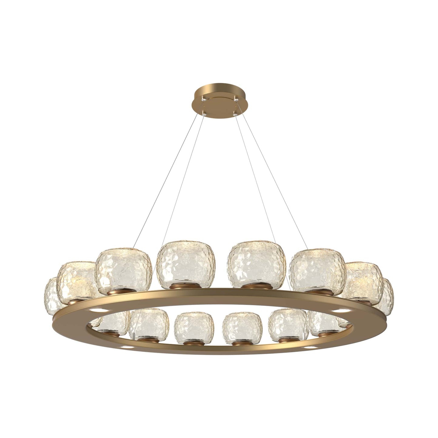 Vessel Ring LED Chandelier in Novel Brass/Amber Blown Glass (47.4-Inch).