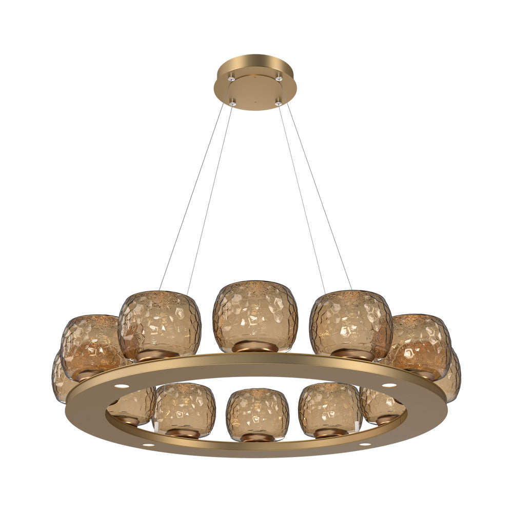 Vessel Ring LED Chandelier in Novel Brass/Bronze Blown Glass (37.2-Inch).