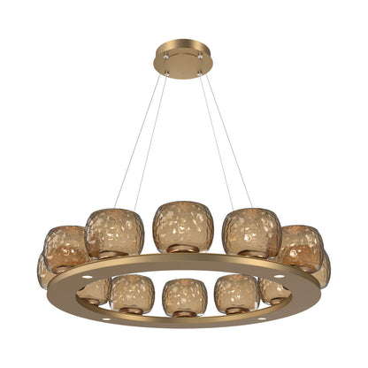 Vessel Ring LED Chandelier in Novel Brass/Bronze Blown Glass (37.2-Inch).