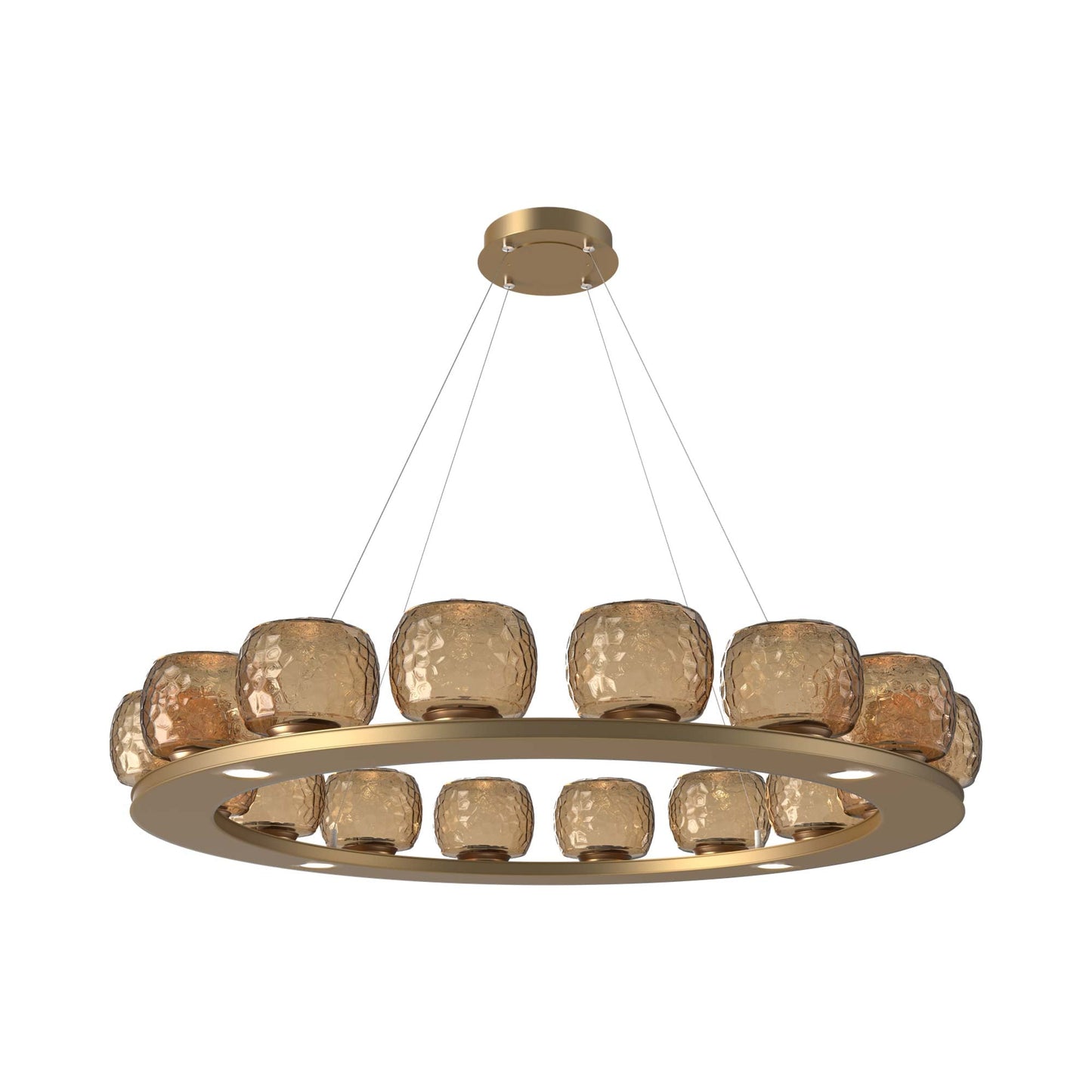 Vessel Ring LED Chandelier in Novel Brass/Bronze Blown Glass (47.4-Inch).
