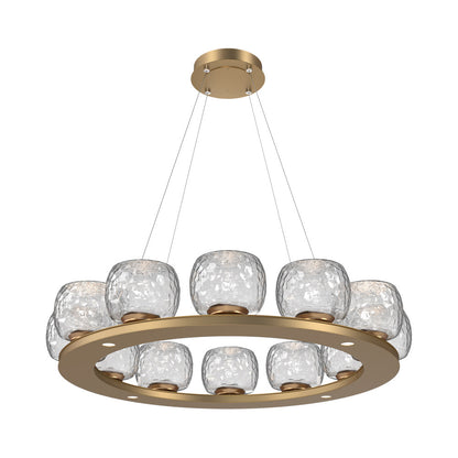 Vessel Ring LED Chandelier in Novel Brass/Clear Blown Glass (37.2-Inch).