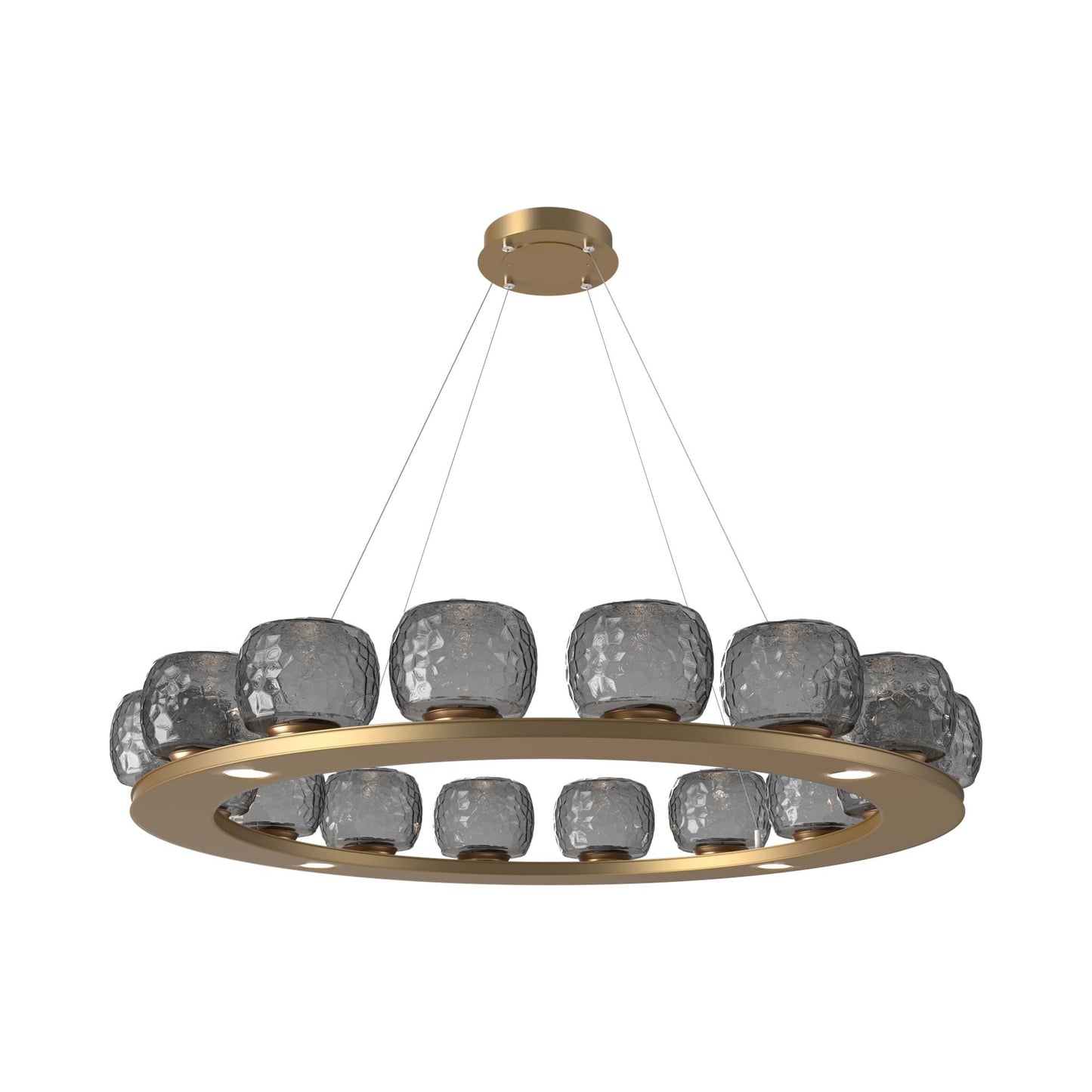 Vessel Ring LED Chandelier in Novel Brass/Smoke Blown Glass (47.4-Inch).
